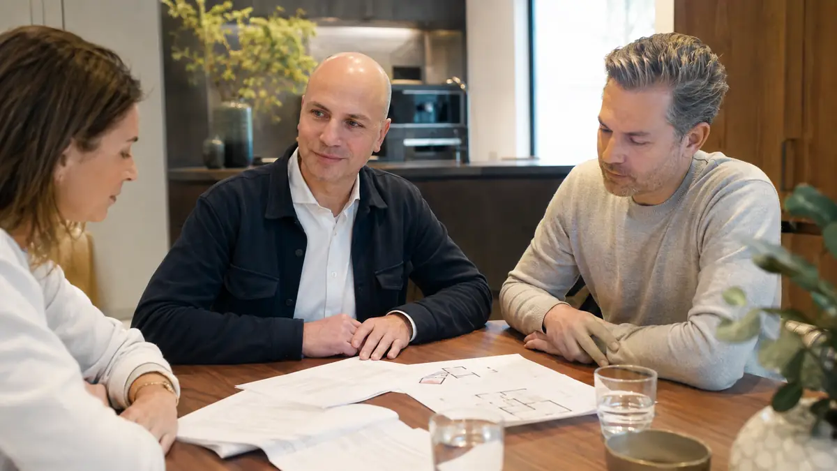 Taxateur beoordeelt koopdocumenten van een woning